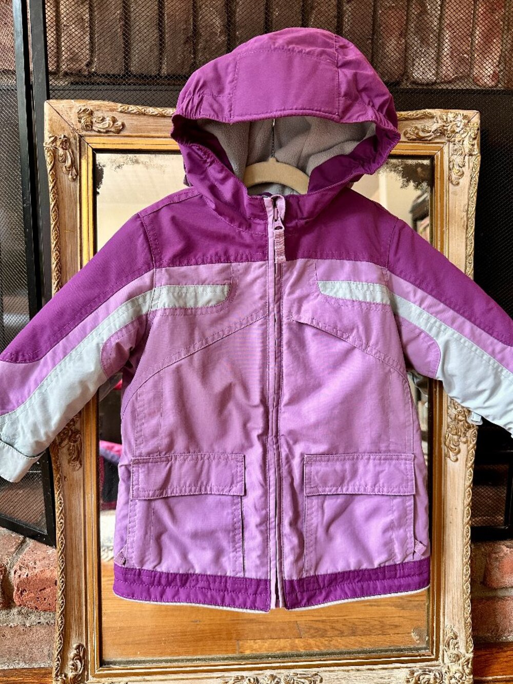 Lands' End Kids Squall Fleece Lined Waterproof ski snow jacket purple 2T